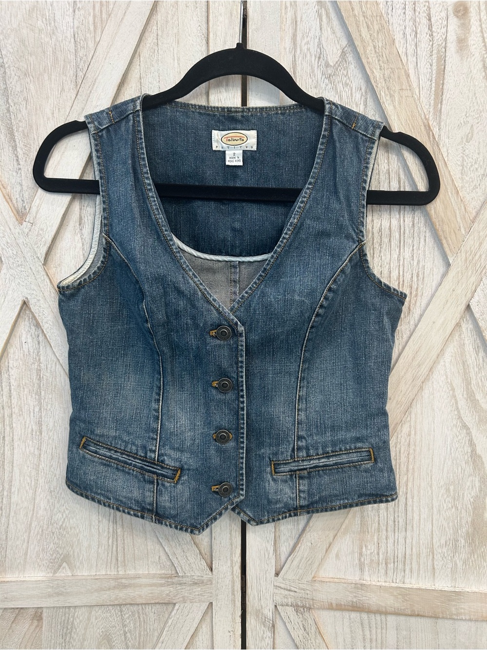 Talbots Denim Button-Front Vest in Blue